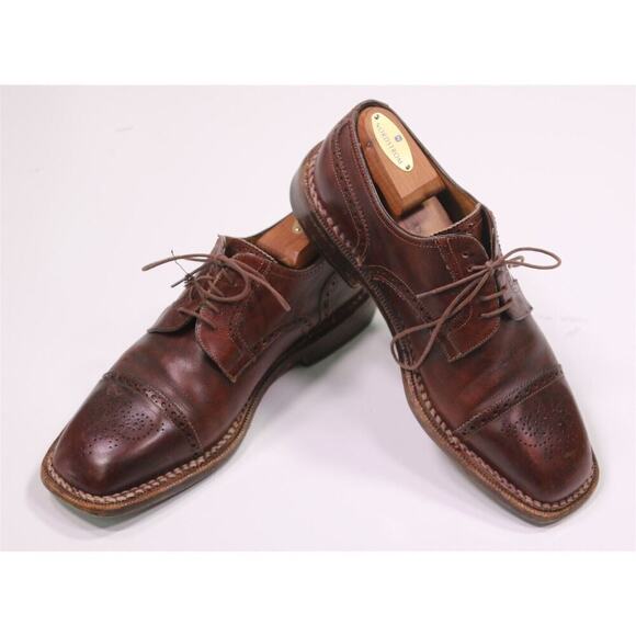 Santoni Audrey Brown Captoe Oxford Leather Dress Shoes Men\'s US 8.5 EE main image 4